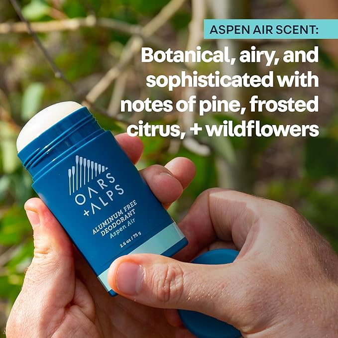 Oars + Alps Deodorant for Men & Women, Aluminum Free Deodorant for Men, Dermatologist Tested, Clean Ingredients, Vegan, Long Lasting, Odor Protection, Aspen Air, 2pk, 2.6oz