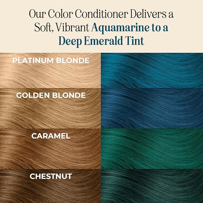 INH Semi Permanent Hair Color | Color Depositing Conditioner, Aquamarine Hair Dye | No Bleach No Peroxide Temporary Blue Green Tint for Women, Men | Vegan, Ammonia Free, Sulfate Free, Ready to Use 6oz