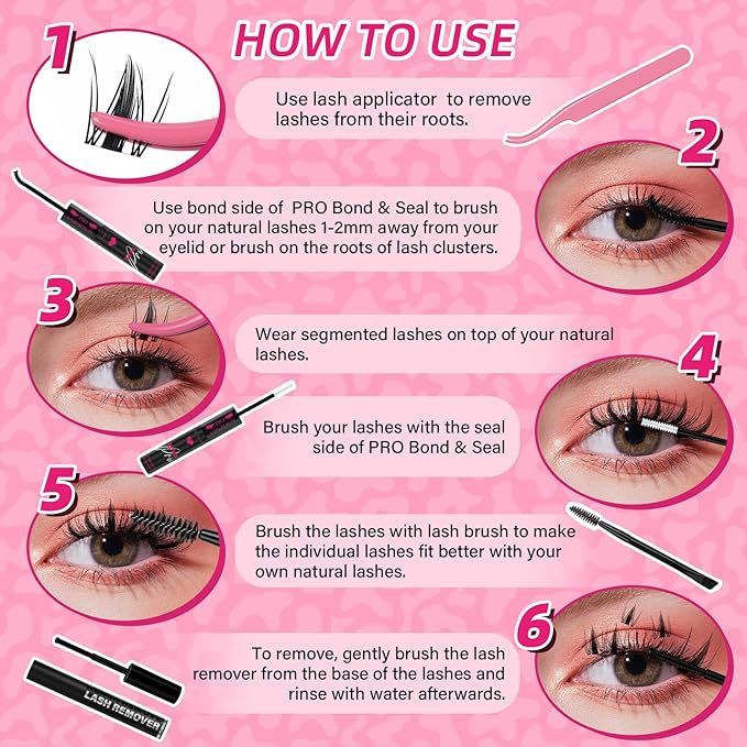 PROLASHBEAUTY Fairy Lash Clusters Kit Manga Spiky Eyelash Clusters Ultra Thin Band Natural Look Lashes Kit with Lash Bond and Seal Remover (Fairy, 8-18mix)