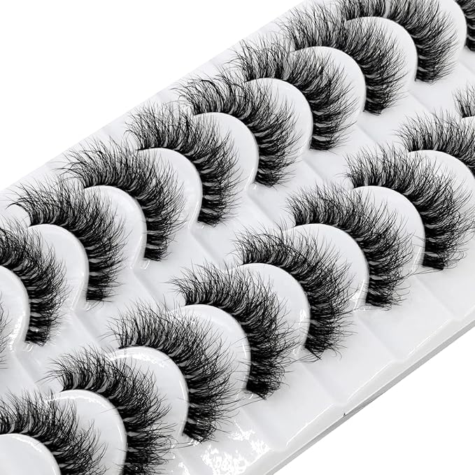 HBZGTLAD New 10 Pairs 3D Mink Lashes False Eyelashes Handmade Wispy Fluffy Long Lashes Natural Eye Makeup Tools Eye Lashes(5DY21)