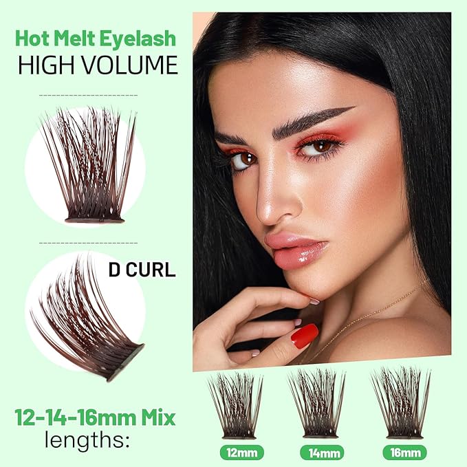 Bodermincer Lash Clusters D Curl Black/Brown/Colored Lashes 10-12-14/12-14-16/16-18-20mm Mixed Lash Clusters Kit For Beginner (M01-Black Brown-14-16-18-20mm MIX)