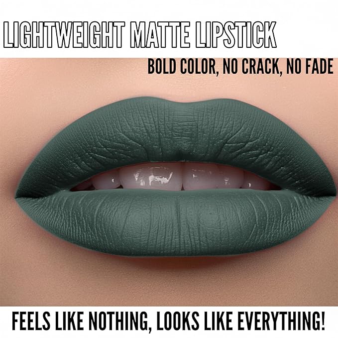 Mynena Army Green Long Lasting Lipstick for Women Waterproof & Transfer-Proof | Hydrating with Shea Butter | Bold Pigment Matte Color Lip Stain | Talc-Free & Vegan Product that Performs | Jocelyne