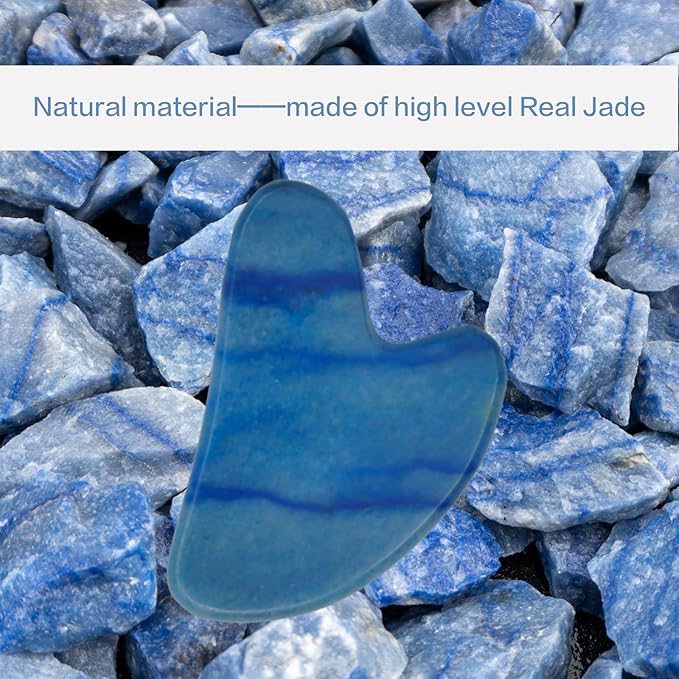 Gua Sha Facial Tools, Jade Guasha Tool for Face & Eye Gua Sha Stone for Puffiness Reducing & Jawline Sculpting Face Stone Gua Sha Tools for Skin Care Woman GuaSha Stone Tool, Blue