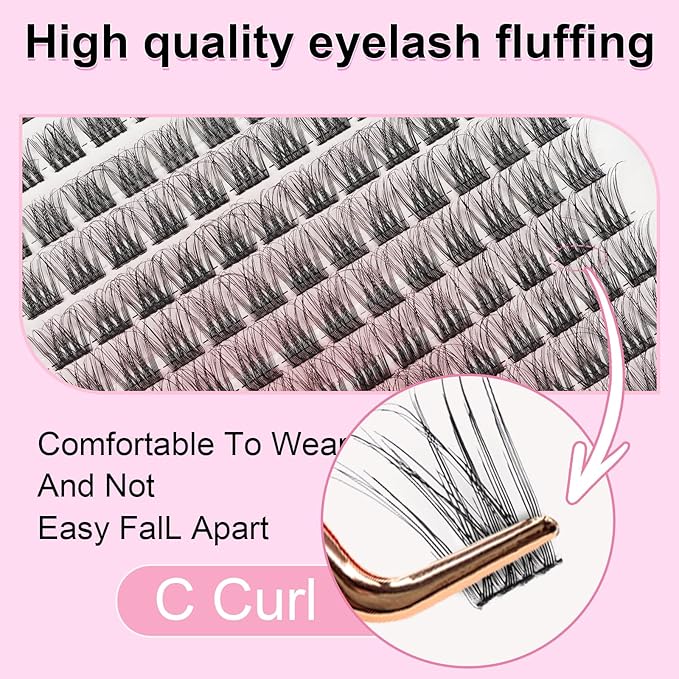 168Pcs Ultra-Fine soft Lash Clusters 0.03 mm thick 9-16mm Mixed Length Natural Wispy Eyelash Clusters Lightweight, easy to apply Lashes With premium eyelash effect (QR-0.03mm thickness - 168Pcs)