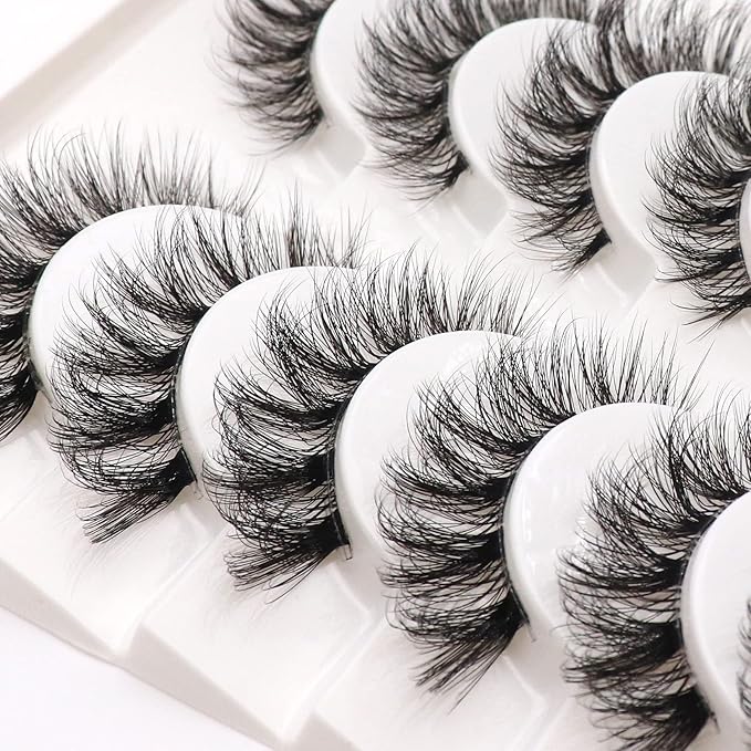 Veleasha Russian Strip Lashes with Clear Band Looks Like Eyelash Extensions D Curl Lash Strips 10 Pairs Pack (DT11)