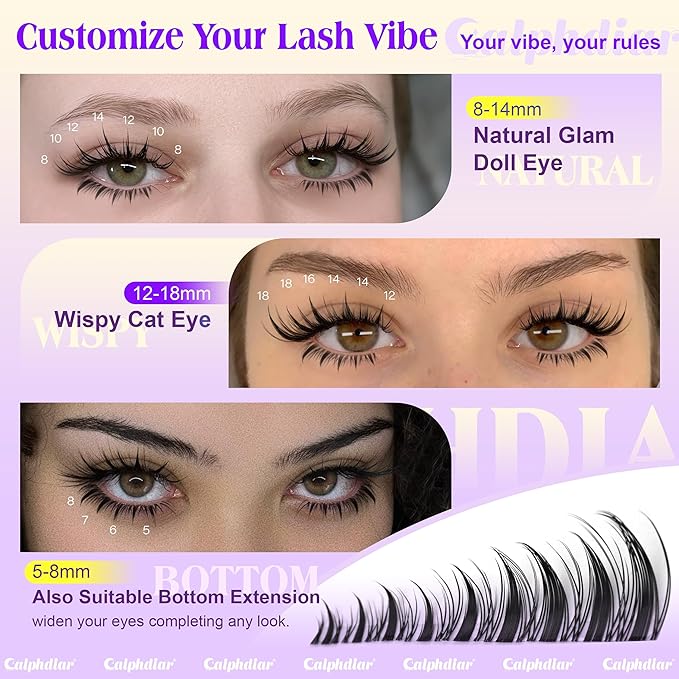 Eyelash Clusters Kit Fairy Lash Clusters Kit 5-18MM Manga Cluster Eyelash Extensions Spiky Lash Extension Kit Individual Lashes Clear Band Natural Eyelash Extension Kit by calphdiar