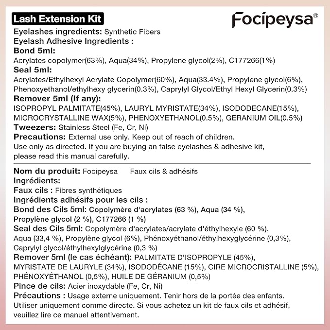 Focipeysa Eyelash Extension Kit 300pcs Lash Extensions 50D 70D 90D Eyelash Extension Full Volume Lash Clusters 10-16mm DIY Lash Extension with Waterproof Lash Bond and Seal for Makeup
