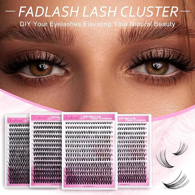Cluster Lashes Large Tray 30D DIY Eyelash Extension D Curl Individual Lashes Cluster Faux Mink Black Lash Clusters Pre Made Volume Lashes Professional Makeup (30D-0.07-D, 8-16mm)