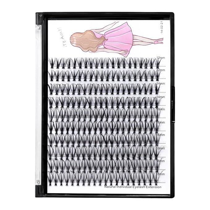 8-22mm to Choose 20D/40D/60D/80D/100D Individual False Eyelashes Makeup Cluster Eyelashes Thickness 0.07mm D Curl Natural long Black Soft 3D Eye Lashes Extensions (20D-12-14-16-18MM Kit)