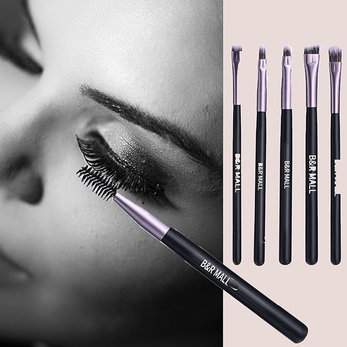 B&R MALL Makeup Brush Set with LED Mirror – Supper soft Brushes for Flawless Foundation, Concealer, Eyeshadow & More | Lightweight, Versatile, Perfect for On-the-Go Touch-Ups (Purple Black)