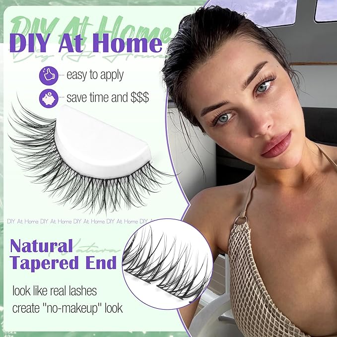 Natural Lash Clusters DIY Lash Extensions at Home 10-16MM Clean Beauty Eyelash Clusters 144PCS Individual Lashes C-Curly Cluster Lashes Pestañas Postizas Soft Cluster Eyelash Extensions DIY Beauty