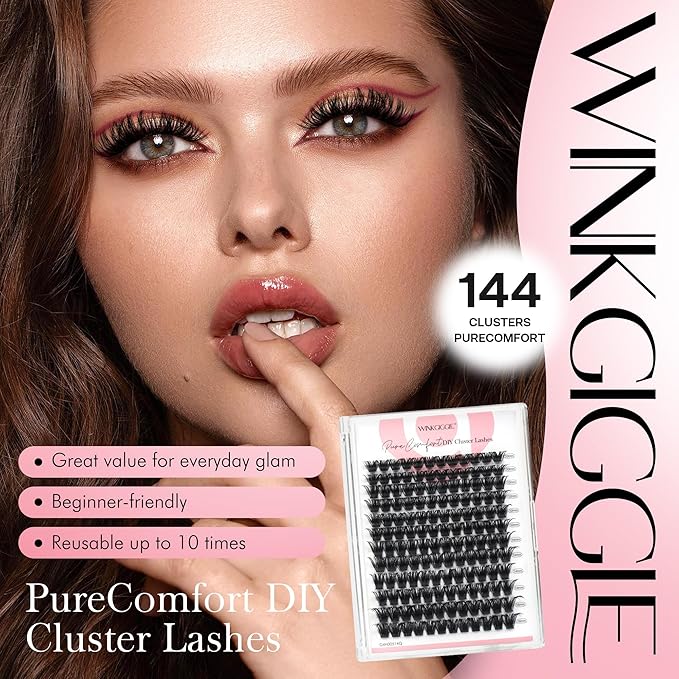Lash Clusters Volume Wispy Eyelash Clusters, 10-16mm D Curl Natural Lashes Clusters, DIY Individual Lash Extensions with Soft Ultra-thin Band, 144pcs (M02)