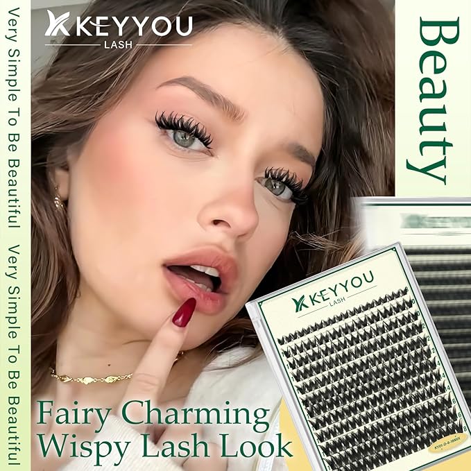 KEYYOULASH Lash Clusters Widespan Volume 120pcs Eyelash Clusters D Curl Lashes Clusters for Beginner DIY Thick Cluster Eyelash Extensions at Home(KY01-8-18MIX)