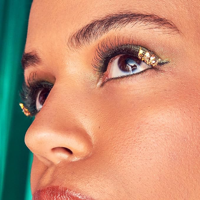 FALSCARA X WICKED: FOR GOOD False Eyelashes, ‘Go on, You're Free’, 8mm-10mm Natural Volume, Gold Glitter, Lash Extension Kit Includes Mini BOND, Mini Applicator, & 10 Lash Clusters