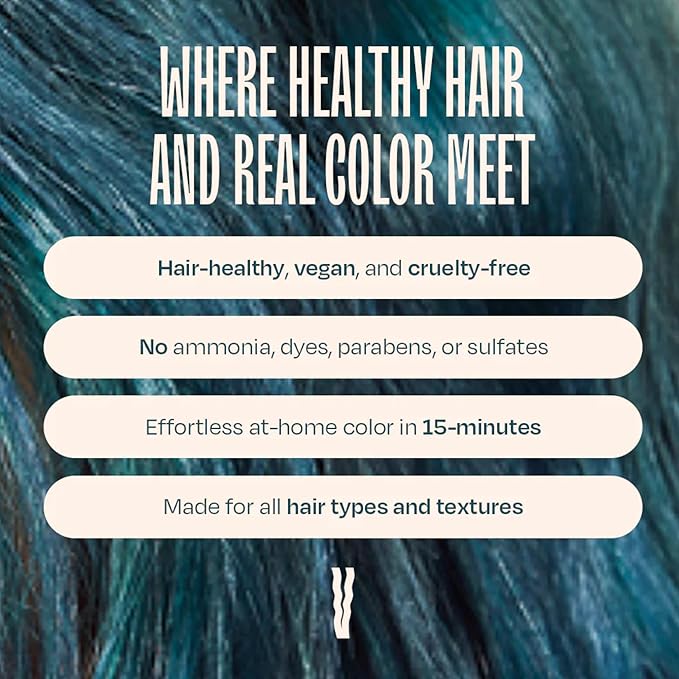 Overtone Semi Permanent Hair Color Conditioner, Smoky Sapphire, 8 oz, Nourishing, Damage-Free, Color Depositing Mask for All Hair Types with Shea Butter & Coconut Oil, Vegan & Cruelty-Free