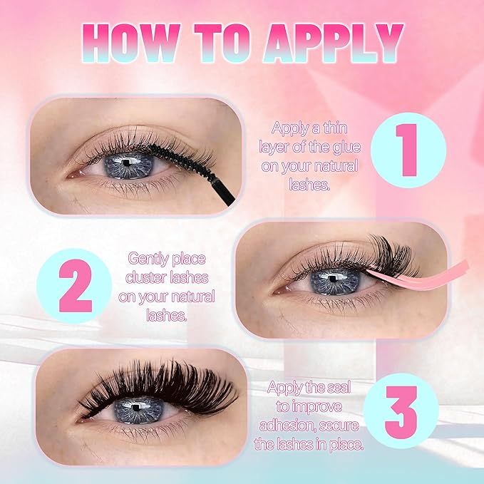 Lash Clusters Dramatic Thick Eyelash Extensions 188Pcs 100D 200D Fluffy Volume Lash Extensions Salon Quality Thick Individual Lashes for DIY Dramatic Look at Home (100D+200D)