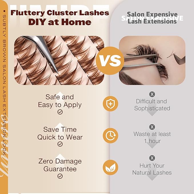 Anime Cluster Lashes Brown Lash Clusters Manga Eyelash Clusters Natural Dark Brown Individual Lashes 10-16MM Fairy Cluster Eyelash Extensions 110Pcs DIY Spiky Cluster Lashes at Home by JIMIRE
