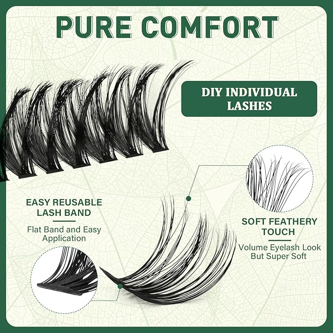 Lash Clusters 280Pcs Eyelash Clusters KEYYOU 60D+80D D Curl 9-16MIX Clusters Lashes Super Soft Wispy DIY Eyelash Extension at Home(60D+80D-D,9-16MIX)