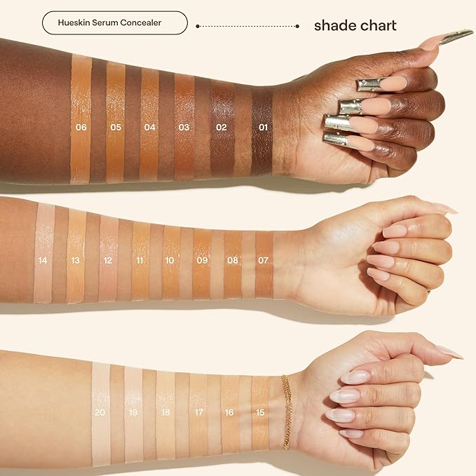 Live Tinted Hueskin Serum Concealer - Medium-to-Full Coverage Concealer with Niacinamide, & Hyaluronic Acid for Dark Circles, Fine Lines & Wrinkles, Buildable Long-Lasting Formula, 0.35 oz - Shade 1
