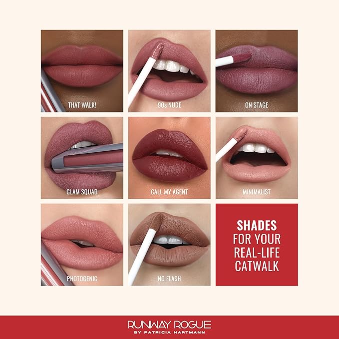 Runway Rogue Velvet Glam Liquid Lipstick, Almost-Matte Terra-Cotta Lipstick with a Hint of Spice, ‘Photogenic’