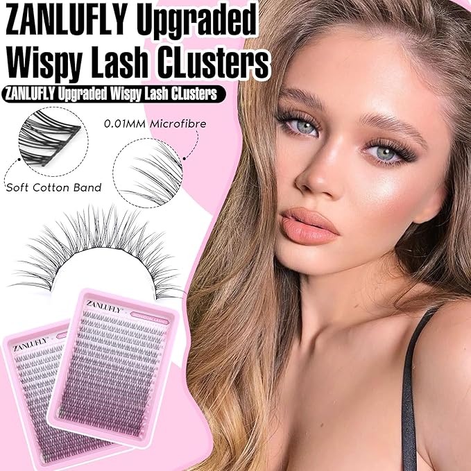 Lash CLusters Wispy Eyelash Clusters Natural Lash Extensions C-Curly DIY Eyelash Extensions zanlufly 180Pcs Individual Lashes(9MM 10MM 12MM 14MM 16MM)