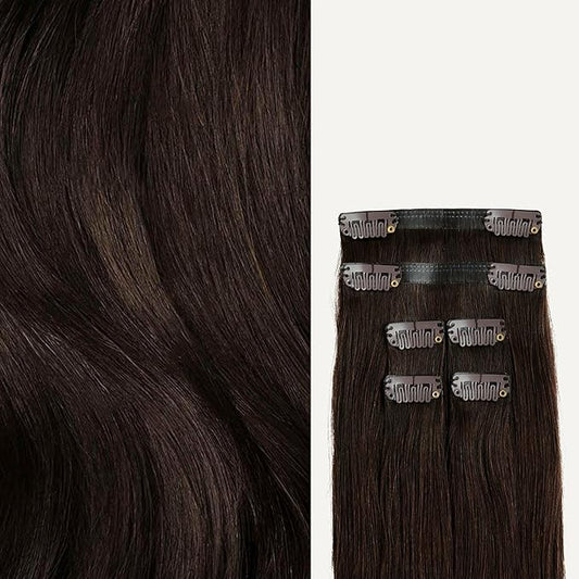 Luxy 100% Remy Human Hair Extensions for Thin Hair Thinning Hair Fill-Ins – 6 Seamless Wefts Multi-Dimensional Color Blend - Natural-Looking Volume & Coverage 80 grams 16" Dark Brown Thinning