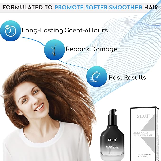 SLUJ Hair Perfume for Women & Men - Lightweight Anti Frizz Hair Oil for Frizz & Damaged Hair, Repairing Hair Serum, Long Lasting Hair Fragrance, Travel Size Moisturizing Hair Perfume Oil