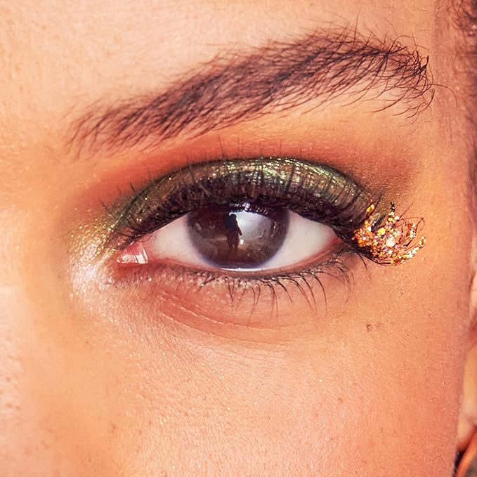FALSCARA X WICKED: FOR GOOD False Eyelashes, ‘Go on, You're Free’, 8mm-10mm Natural Volume, Gold Glitter, Lash Extension Kit Includes Mini BOND, Mini Applicator, & 10 Lash Clusters