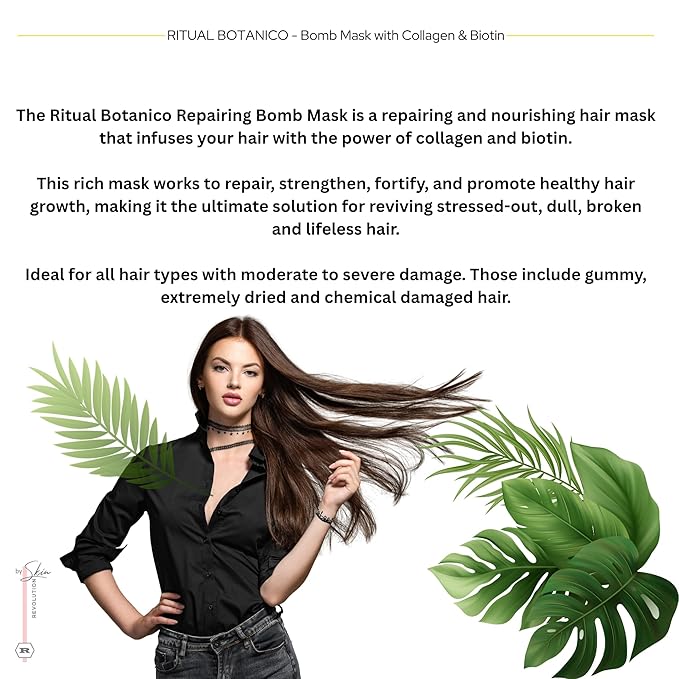 Ritual Botánico Keratina Orgánica | Treatment to Straighten, Repair and Relax Hair | Natural, Organic & Vegan | Product of Colombia | Mascarilla Bomba, 400 ml/13.52 Fl Oz (2 Count)