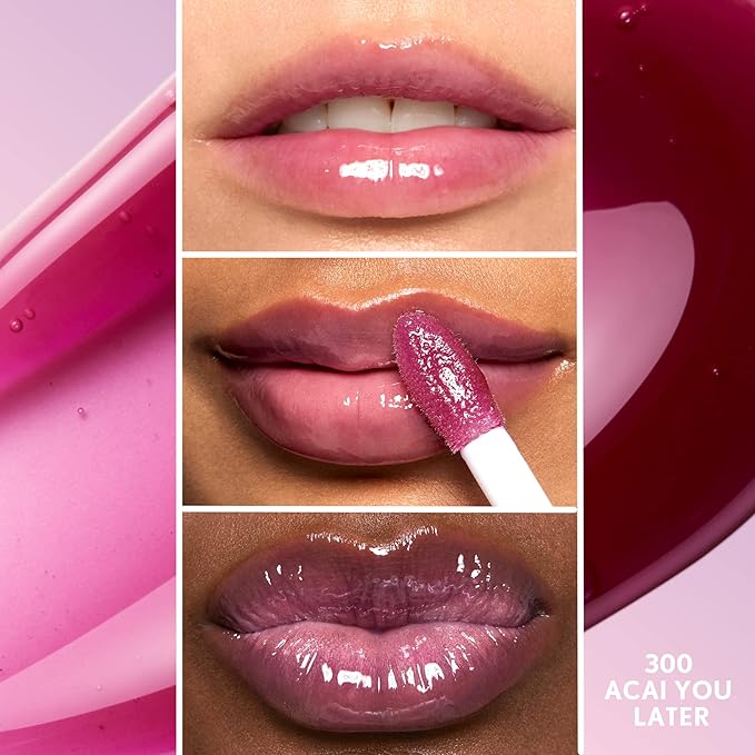 COVERGIRL Clean Fresh Yummy Lip Gloss, Sheer, Natural Scents, Vegan Formula - 300 Acai You Later, 0.33 fl oz
