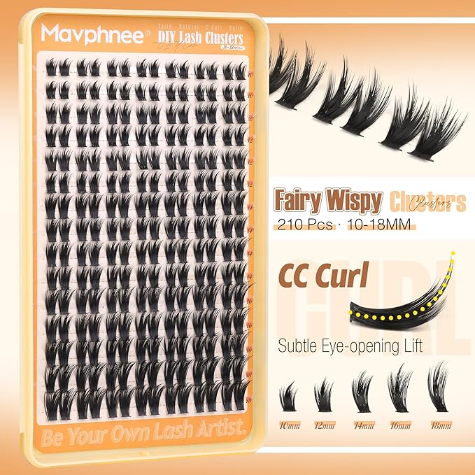Wispy Lash Clusters Spiky Eyelash Extensions Fairy Cluster Lashes Natural Eyelashes Clusters Hair-Like Softness Lash Extensions Volume Individual Lashes Spikes Value Pack (210Pcs, 10-18MM)