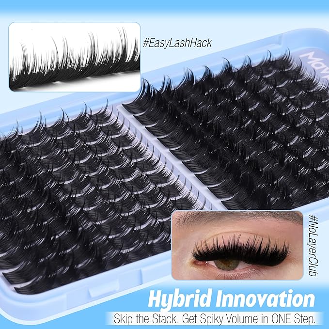 Volume Lash Clusters Fairy Cluster Eyelash Extensions Wider-Band Eyelash Clusters 2 Styles CC-Curly Individual Lash Spikes Wispy Mink Cluster Lashes Value Pack (160Pcs, 10-18mm)