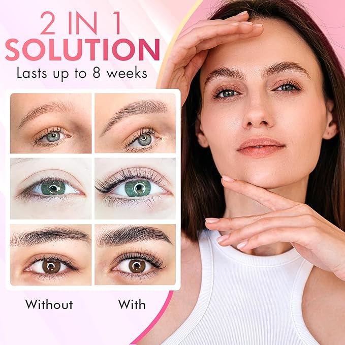 Lash Lift Kit & Eyebrow Lamination Kit, 2-in-1 Solution, At-Home Brow Lamination, Lasts 6-8 Weeks, 15 Applications, Beginner/Professional, Eyelash Lift, DIY Brow & Lash Perm - BLK6