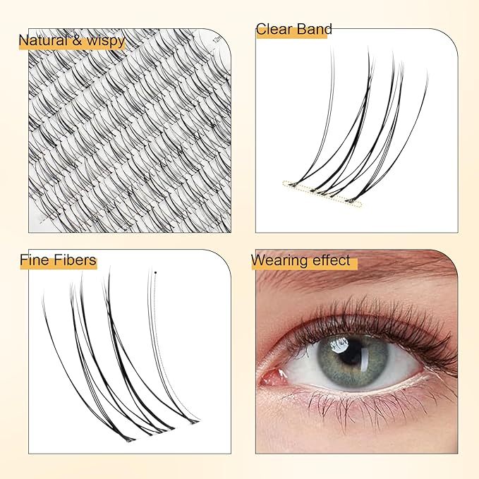 Wispy Cluster Lashes 154 Pcs 10-14mm Mix Lashes Eyelash Clusters C Curl Cluster Eyelash Extensions Natural Wispy lash clusters Reusable Individual Lash Extension (QY-10-14mm - Mix)