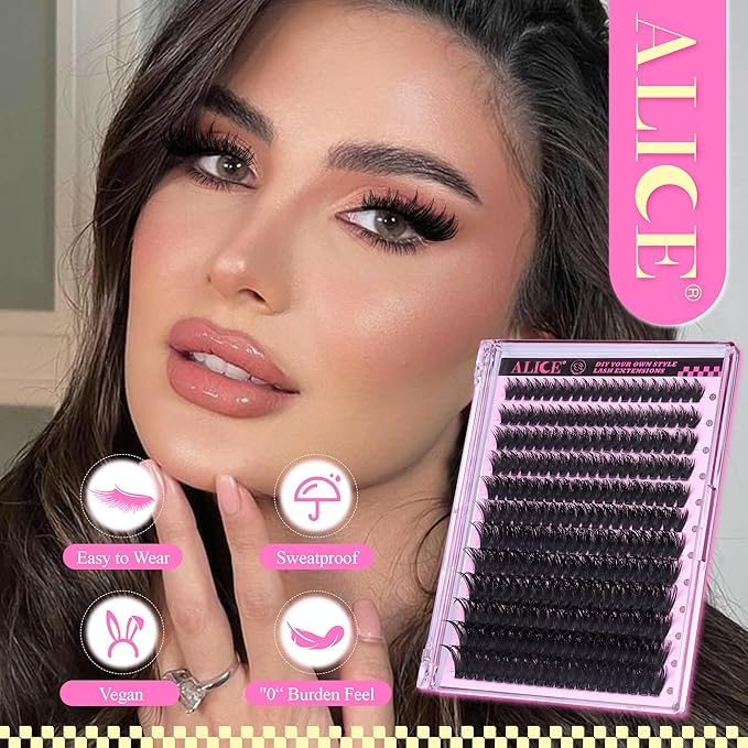 ALICE Lash Clusters Eyelash Clusters Manga Wispy Cluster Eyelash Extensions Fluffier Volume 12-22mm CC-Curly Individual Lashes with Spikes Fairy DIY Salon Lash Extensions 240 Pcs