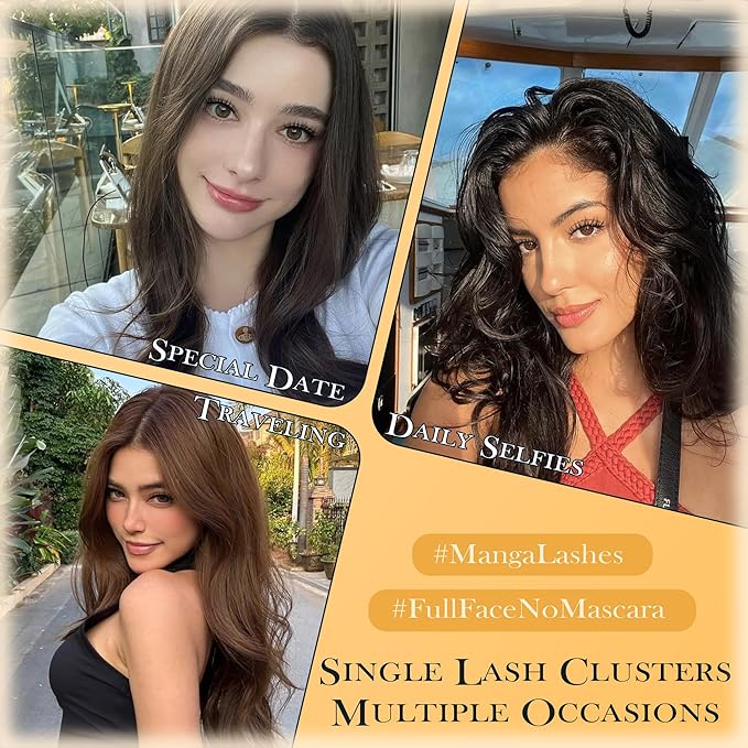 Manga Lash Clusters Wispy Eyelash Clusters Natural 180pcs Individual Lashes Spiky Lashes Clusters C Curly Cluster Eyelash Extensions 11-13mm DIY at Home Eyelashes Clusters by Ruairie