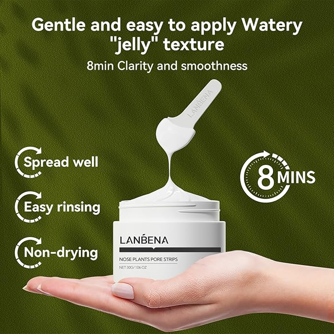 LANBENA Blackhead Mask, Nose Plants Pores Strips Blackhead Remover Mask Peel off Mask Facial Pore Cleanser Purifying Face Mask Nose Strips (1.06 Ounce) - White