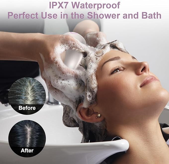 Electric Scalp Massager, Portable Head Stress Relax,IPX7 Waterproof Rechargeable Head Massager Scalp Stress Relax, Body for Deep Cleansing, Relief, Hair Growth (Gold)