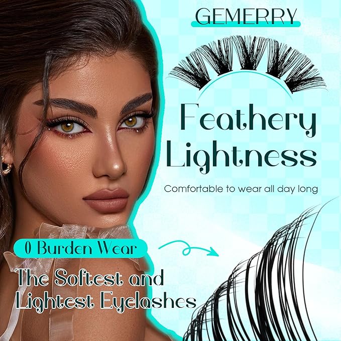 Lash Clusters GEMERRY 280pcs Clusters Lashes D Curl Soft&Natural Individual Lashes Cluster Eyelash Clusters DIY Lash Extensions at Home（30P-10-18mm)