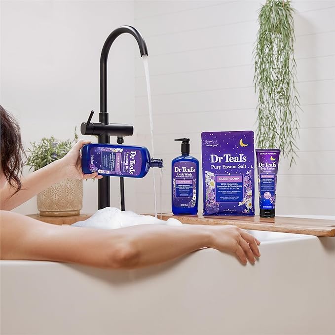 Dr Teal's Body Wash with Pure Epsom Salt, Sleep Blend with Melatonin, 24 fl oz (Pack of 4)