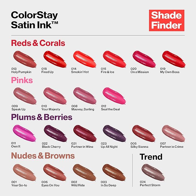 REVLON Liquid Lipstick, Lip Makeup, ColorStay Satin Ink, Longwear Rich Lip Colors, Formulated with Black Currant Seed Oil, 032 Lady Topaz, 0.17 Fl Oz