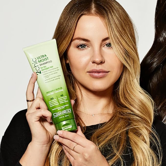 Giovanni 2Chic Ultra-Moist Avocado & Olive Oil Shampoo and Conditioner Set - Moisture & Natural Growth for Men & Women with Moisturizing Aloe Vera, Sulfate Free - 24 Fl Oz (Set of 2)