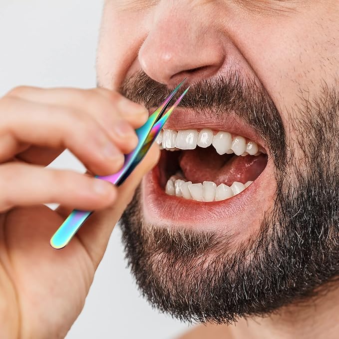 Honoson 6 Pieces Tweezers for Ingrown Hair Remover Pointed Blackhead Remover Point Tip Tweezers Stainless Steel for Nose Facial Hair Eyebrow and Shards(Rainbow Color)