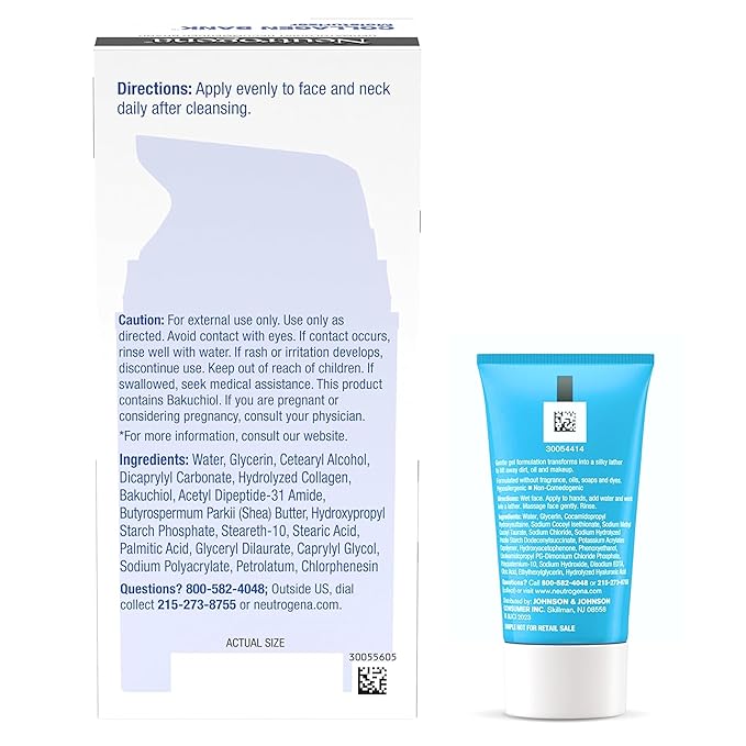 Neutrogena Collagen Bank Face Moisturizer, Daily Anti-Aging Face & Neck Firming Collagen Cream, Bakuchiol & Micro-Peptides Face Lotion, Support Skin’s Natural Collagen for Visibly Plump Skin, 2 fl. oz
