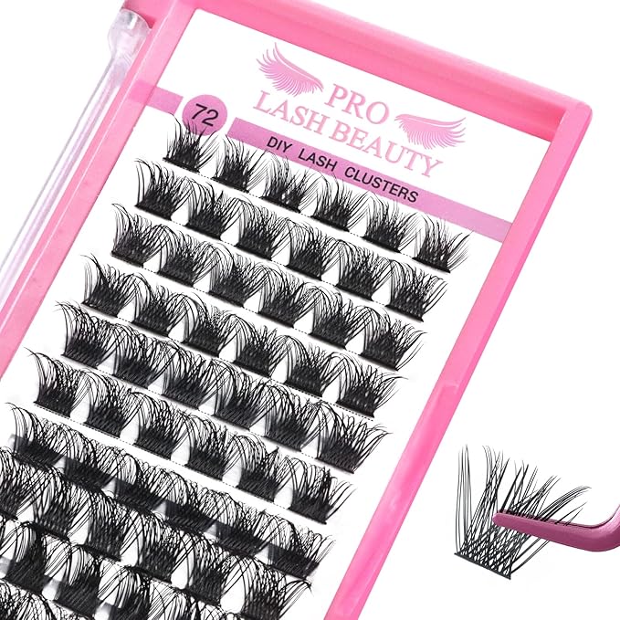PRO LASHBEAUTY Lash Clusters 72 Pcs Individual Lashes Cluster DIY Lash Extension, Volume Eyelashes Look, Super Thin Band and Comfortable(Volume-C-16mm)