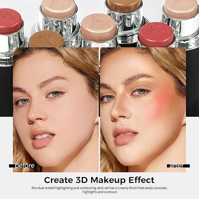 Anglicolor Highlighter Stick, Blendable Makeup, Smooth and Long Lasting, Brightening Effect, Fragrance of Flowers, Better for Fair Skin