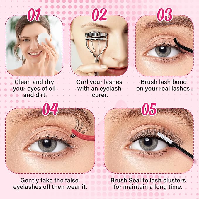 Lash Clusters Kit 280 Pcs Cluster Lashes 30D+40D Lash Extension Kit with Lash Bond and Seal Waterproof Lash Applicator Individual Lashes Apply at Home(30D+40D-9-16mix Kit)