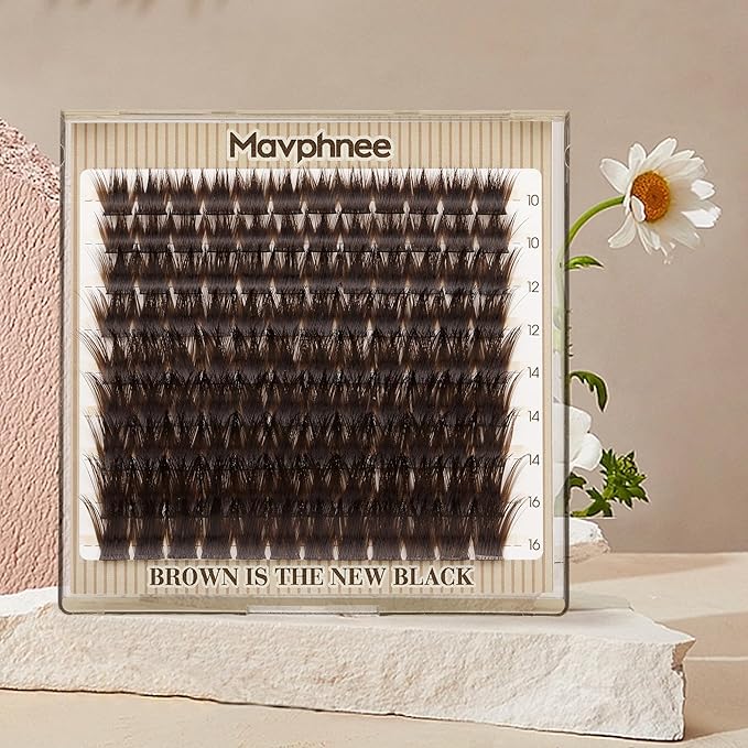 Brown Eyelash Clusters Wispy Volume Cluster Lashes Faux Mink Lash Clusters Fluffy Cluster Eyelash Extensions Thick Lash Extensions Dark Brown Individual Lashes Clusters (108PCS, CC Curve, 10-16MM)