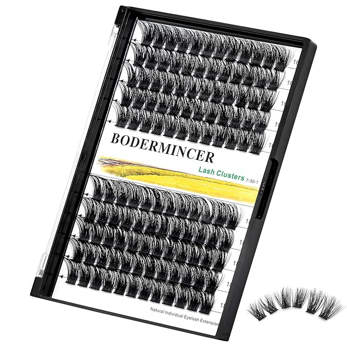 Bodermincer 120 Clusters 10mm+12mm/12mm+14mm/14mm+16mm Mixed Wide Cluster False Eyelash Individual Cluster EyeLashes Grafting Fake False Eyelashes Eyelash Extension (Black 16mm+18mm Mixed)