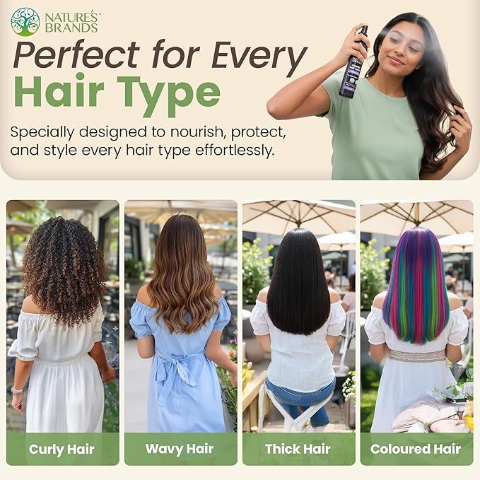 Nature's Brands Organic Hair Spray, 8 Oz - Biotin-Enriched Non Toxic Hairspray with Green Tea, Sage & Geranium Oil for Long-Lasting Hold, Shine, Frizz Control, and Volume Boost - Paraben-Free, Vegan